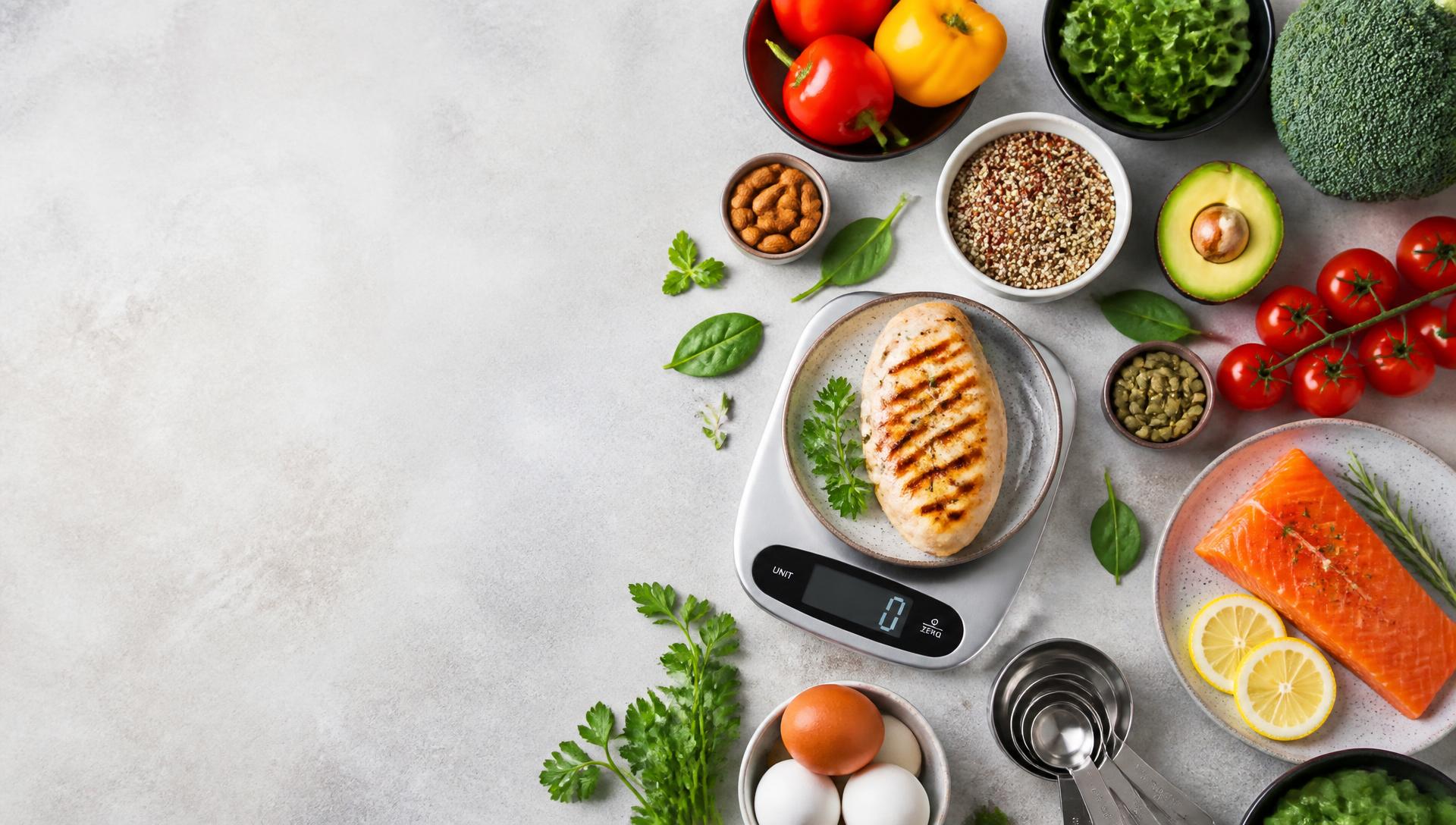 Fresh healthy food ingredients arranged for a personalized nutrition plan